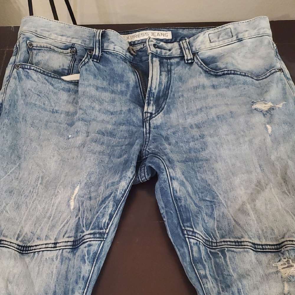 Express Men's Distressed Denim Skinny Jeans